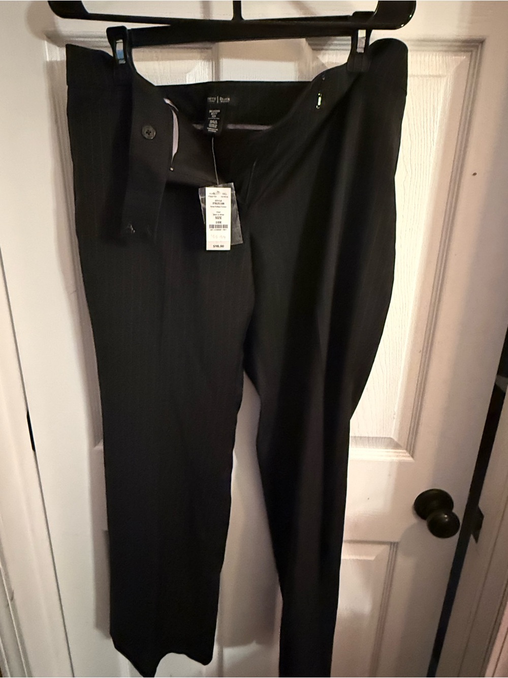 Women’s Black striped Dress Pants - Classic Straight Fit-10R- Boot